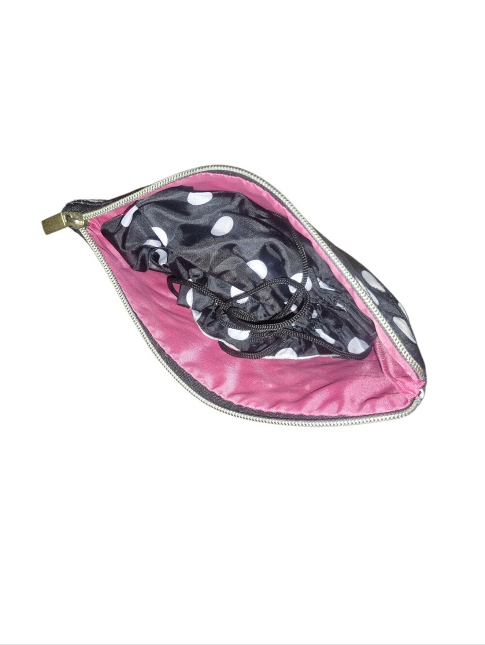 Polka Dot Pink-Lined Accessory Pouch & Umbrella Set